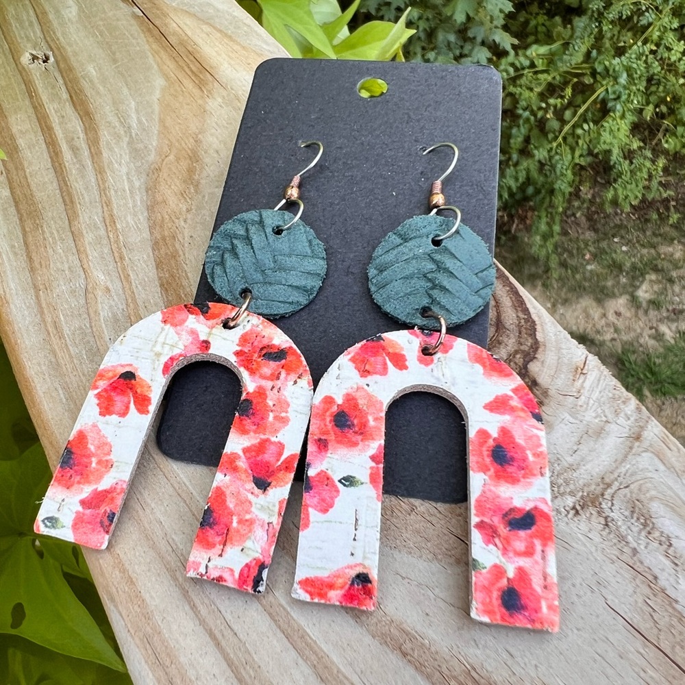 Leather Earrings | Leather Jewelry | Floral Earrings
